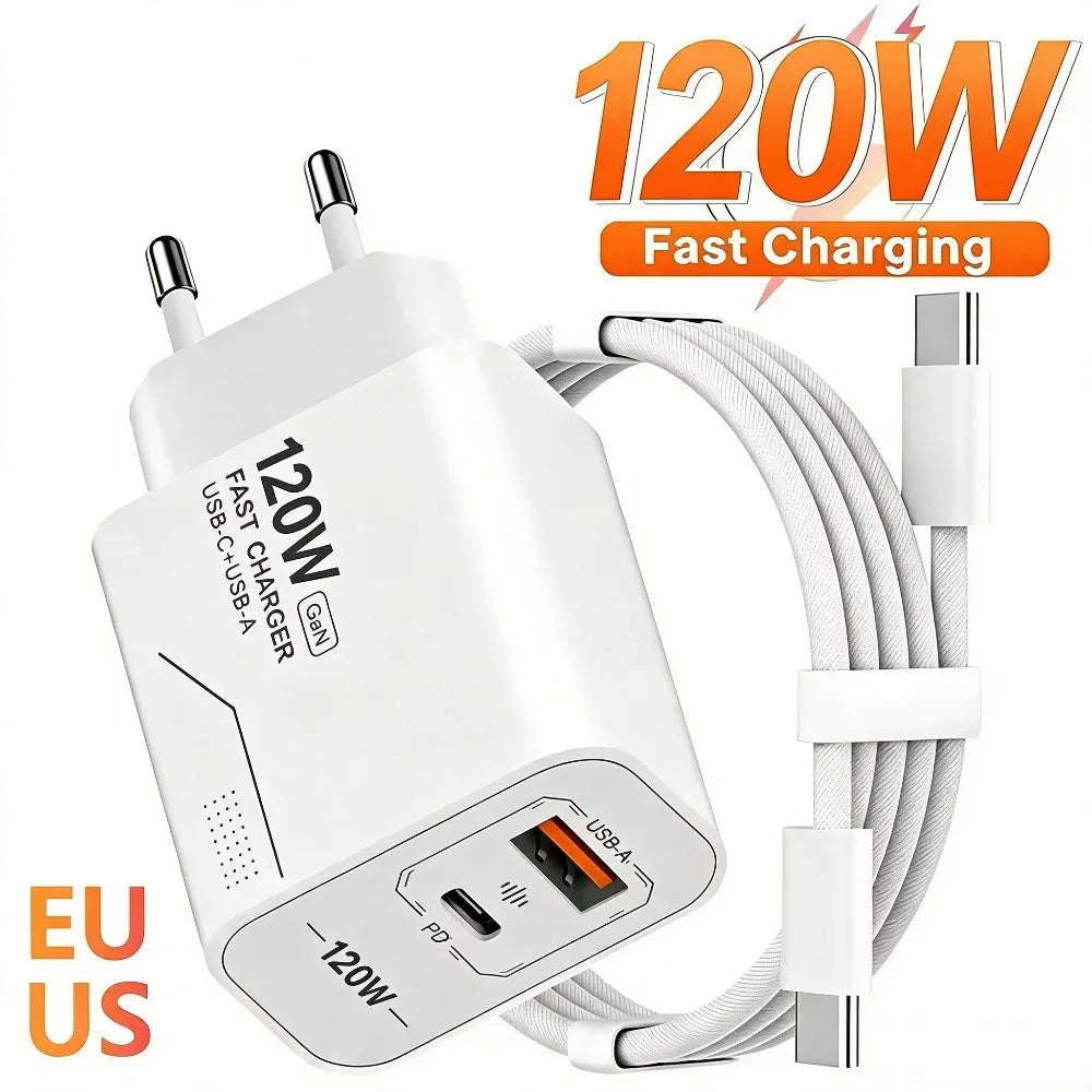 120W Dual-Port GaN USB-C Fast Charger