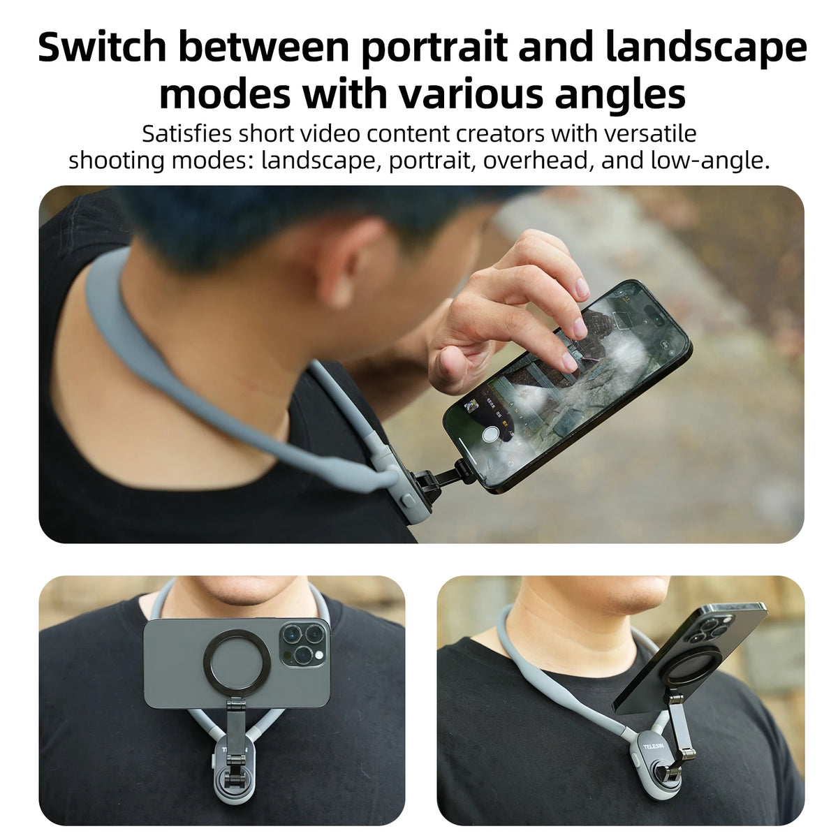 TELESIN Magnetic Quick-Release Neck Mount for Smartphones