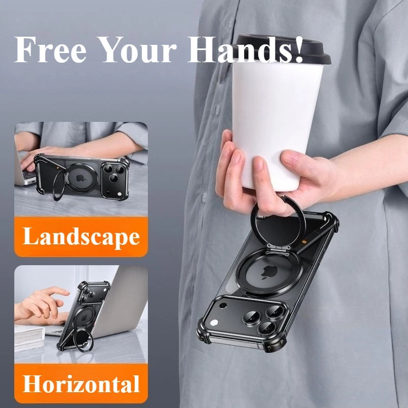 360° Rotatable Metal MagSafe Case with Stand for iPhone 17