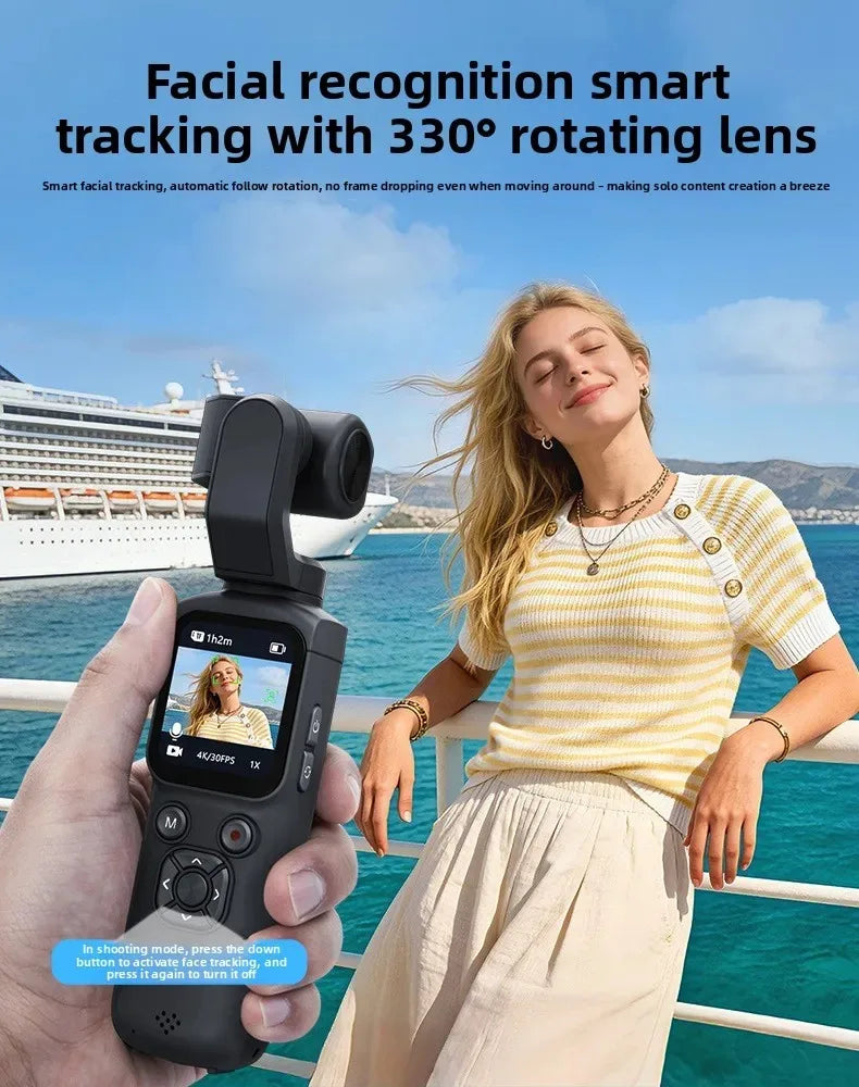 4K Handheld Vlog Camera with 330° Face Tracking