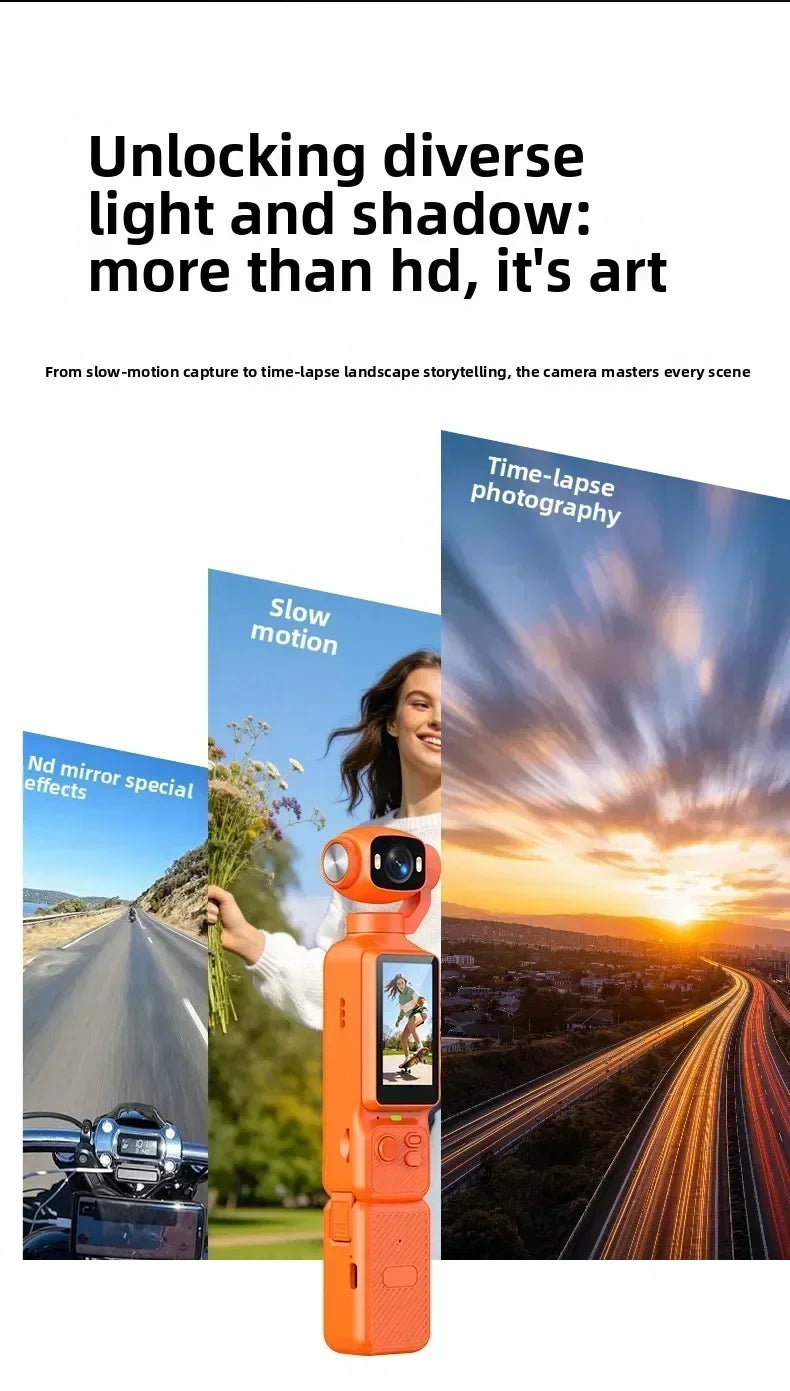 4K Handheld Vlog Camera with 180° Rotatable Lens & Fill Light