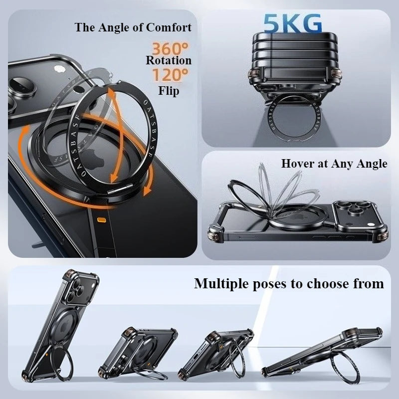 360° Rotatable Metal MagSafe Case with Stand for iPhone 17