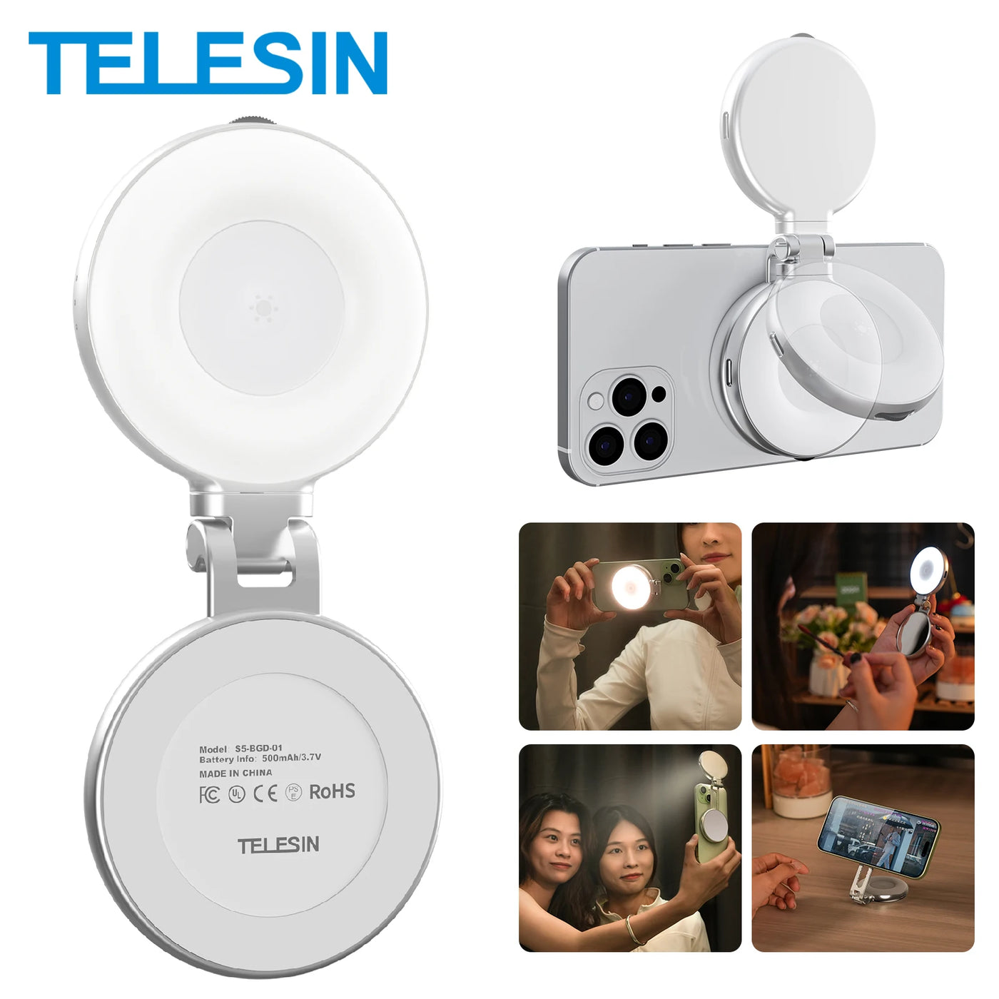 TELESIN Magnetic Mini Selfie Fill Light for Smartphones