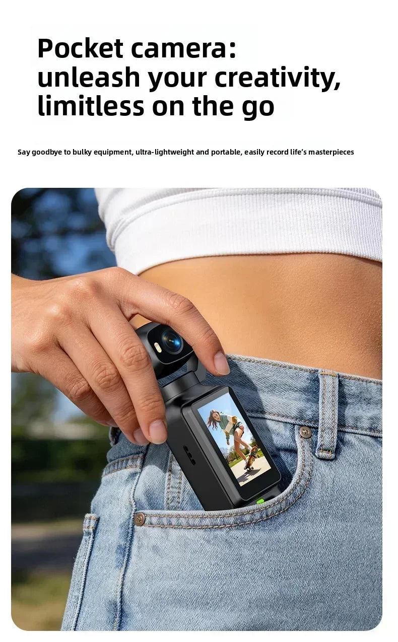 4K Handheld Vlog Camera with 180° Rotatable Lens & Fill Light