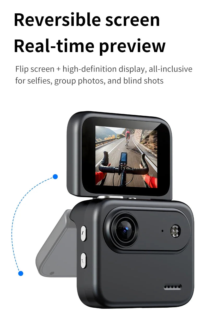 4K Mini Vlog Action Camera with Flip Screen & Wide Angle