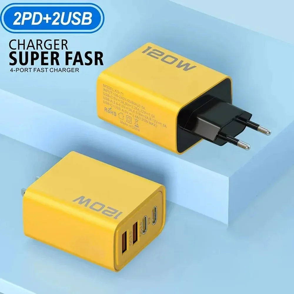 120W 4-Port USB-C Fast Charging Wall Charger