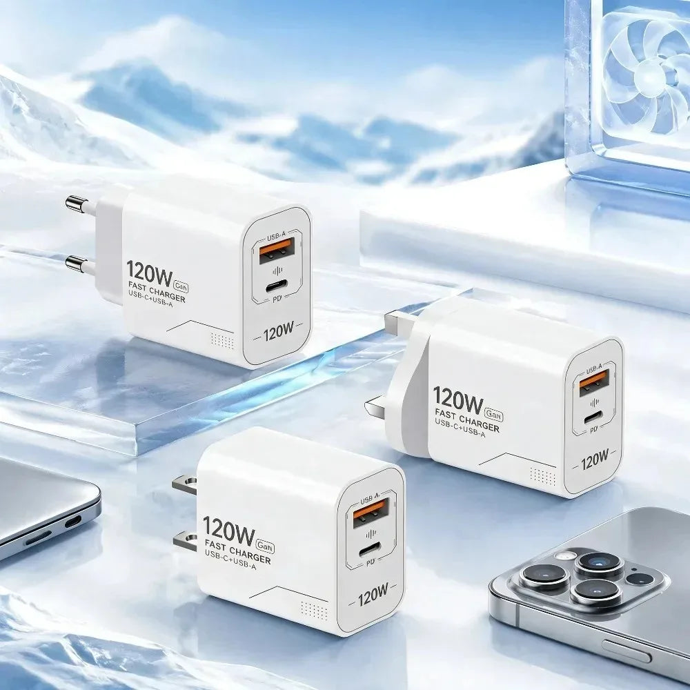 120W Dual-Port GaN USB-C Fast Charger