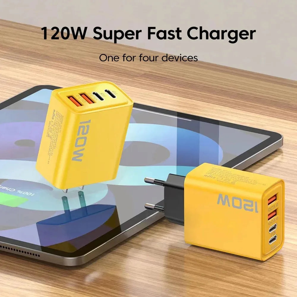 120W 4-Port USB-C Fast Charging Wall Charger