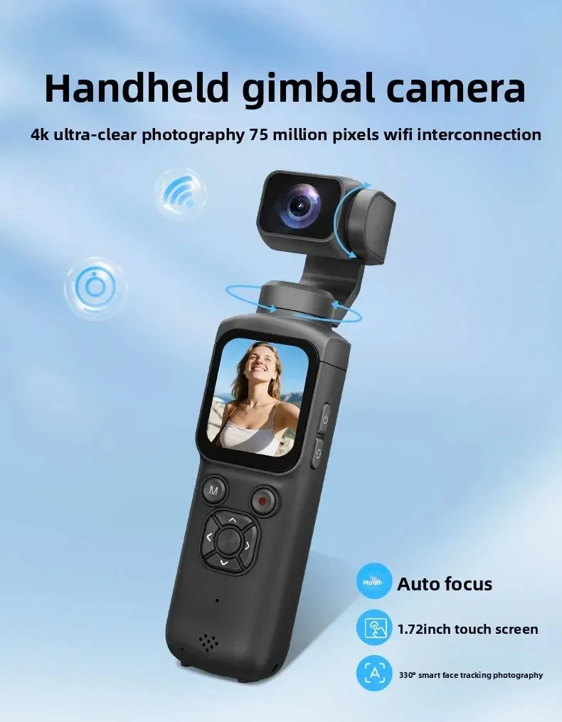 4K Handheld Vlog Camera with 330° Face Tracking