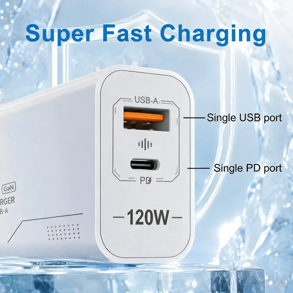 120W Dual-Port GaN USB-C Fast Charger