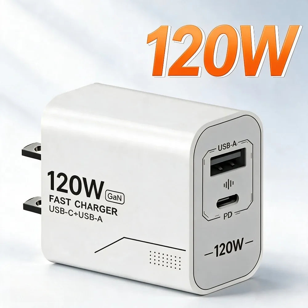 120W Dual-Port GaN USB-C Fast Charger