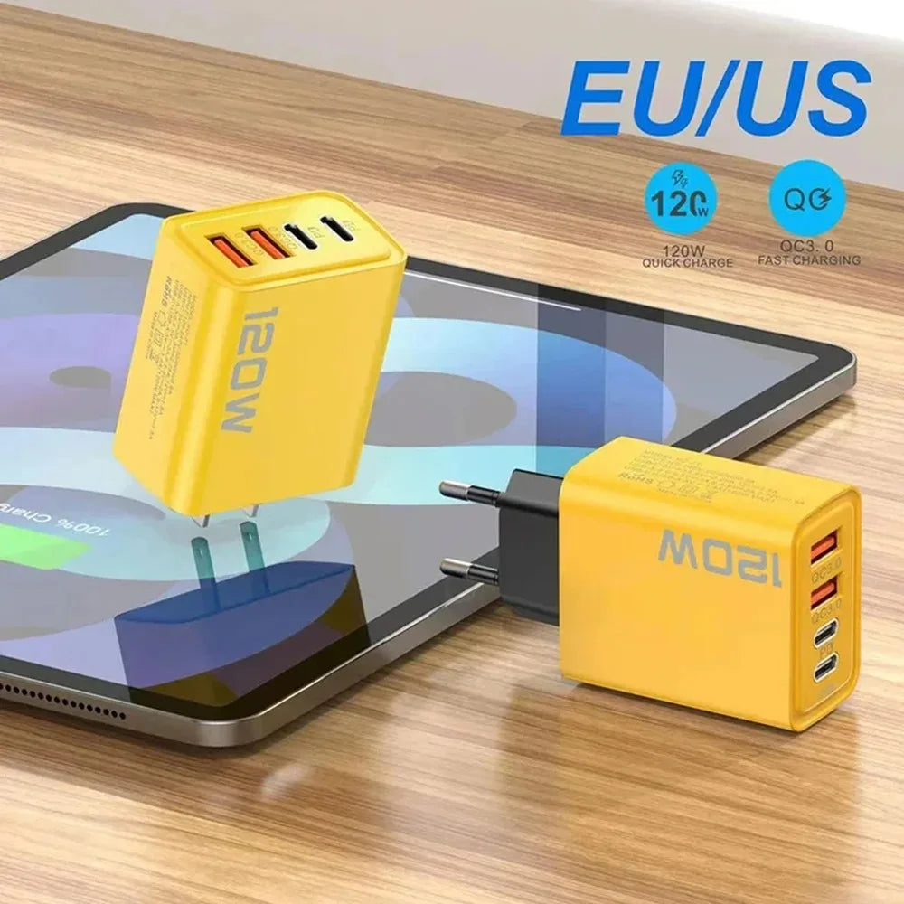 120W 4-Port USB-C Fast Charging Wall Charger