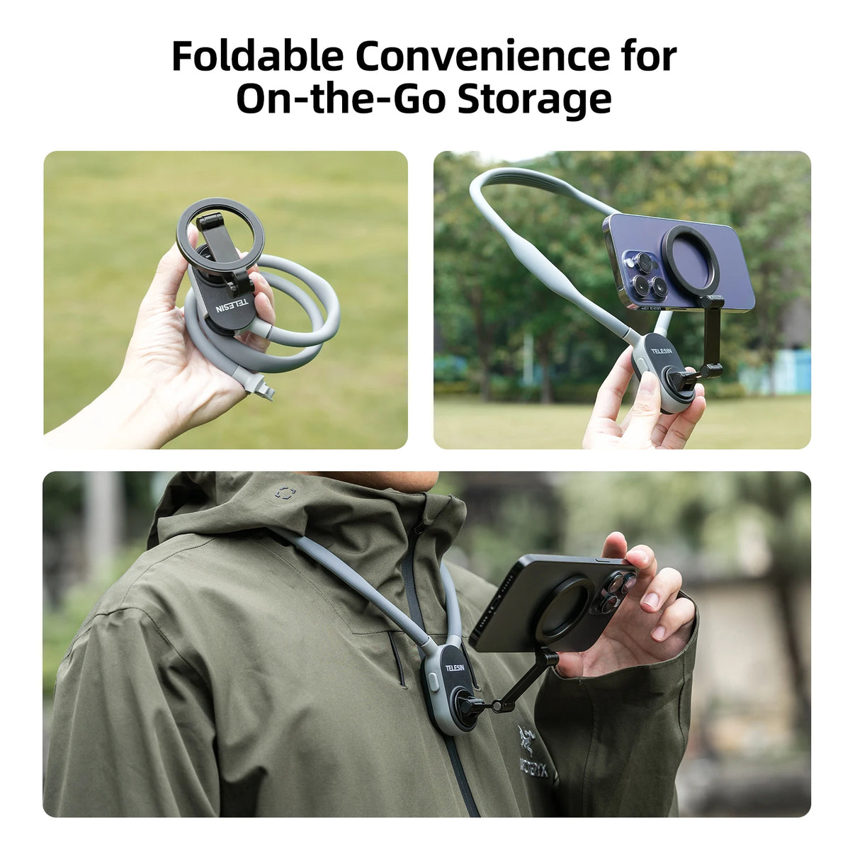 TELESIN Magnetic Quick-Release Neck Mount for Smartphones