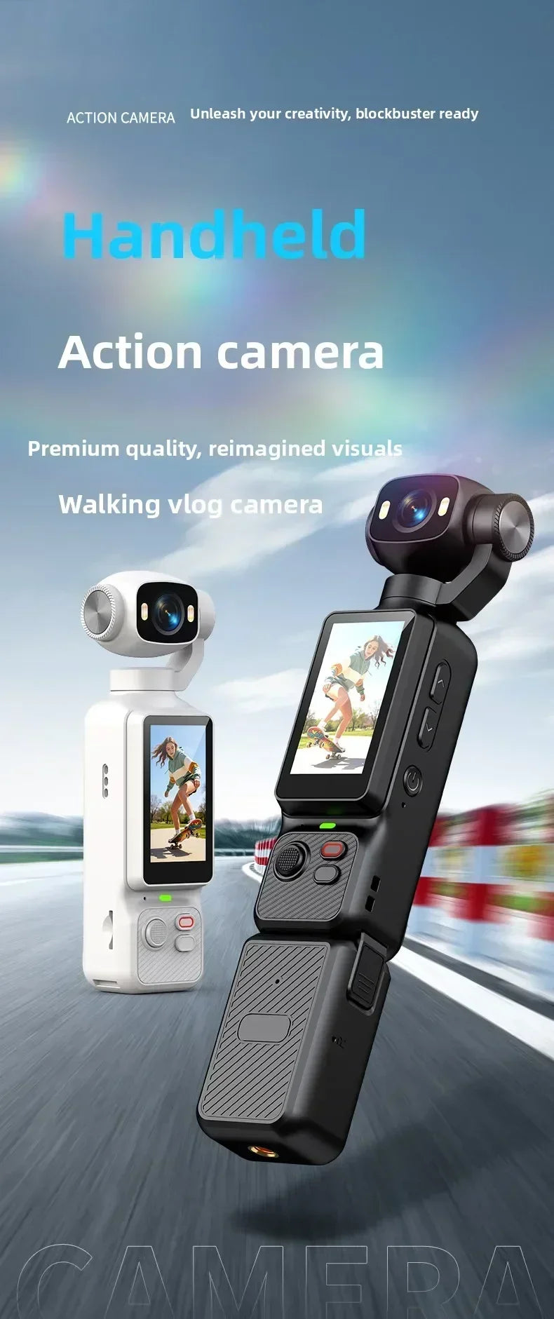 4K Handheld Vlog Camera with 180° Rotatable Lens & Fill Light