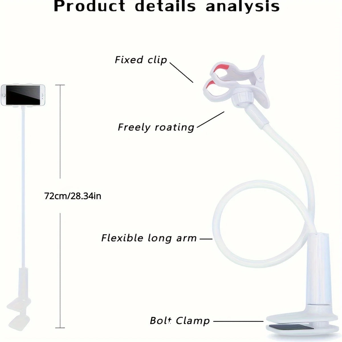 Flexible Gooseneck Phone Holder with Long Arm Clamp