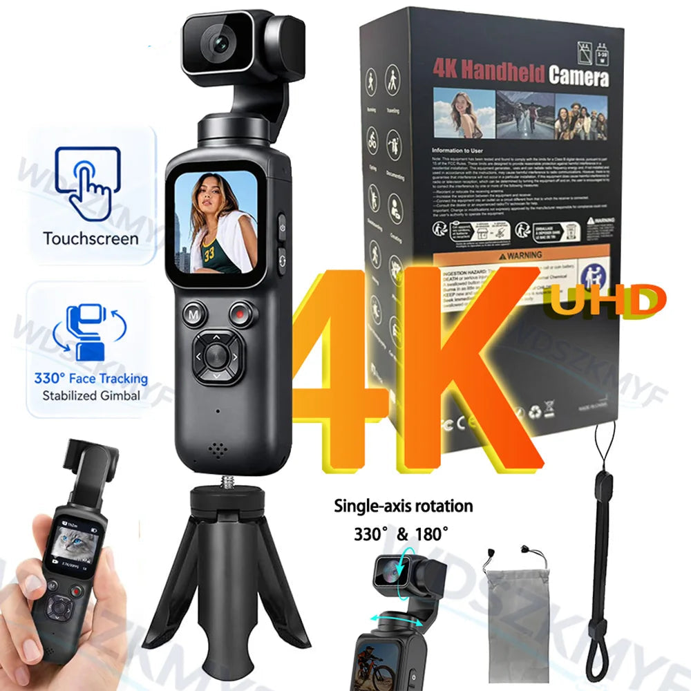 4K Handheld Vlog Camera with 330° Face Tracking