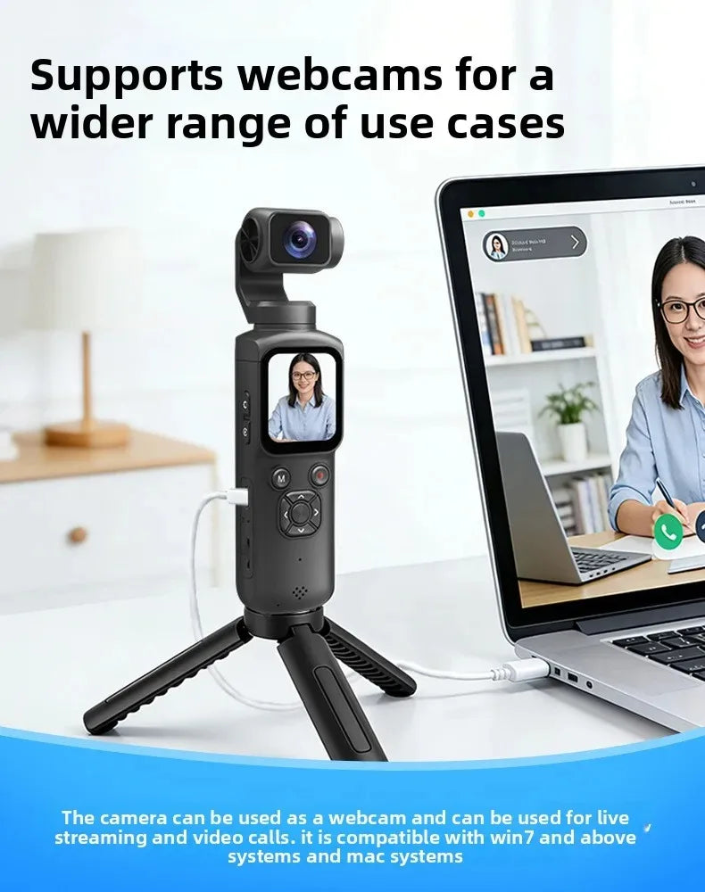 4K Handheld Vlog Camera with 330° Face Tracking
