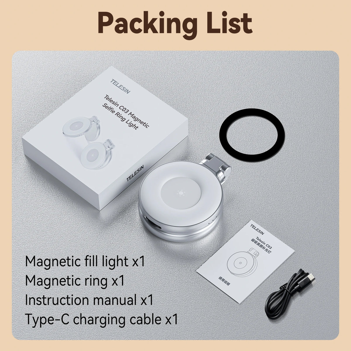 TELESIN Magnetic Mini Selfie Fill Light for Smartphones