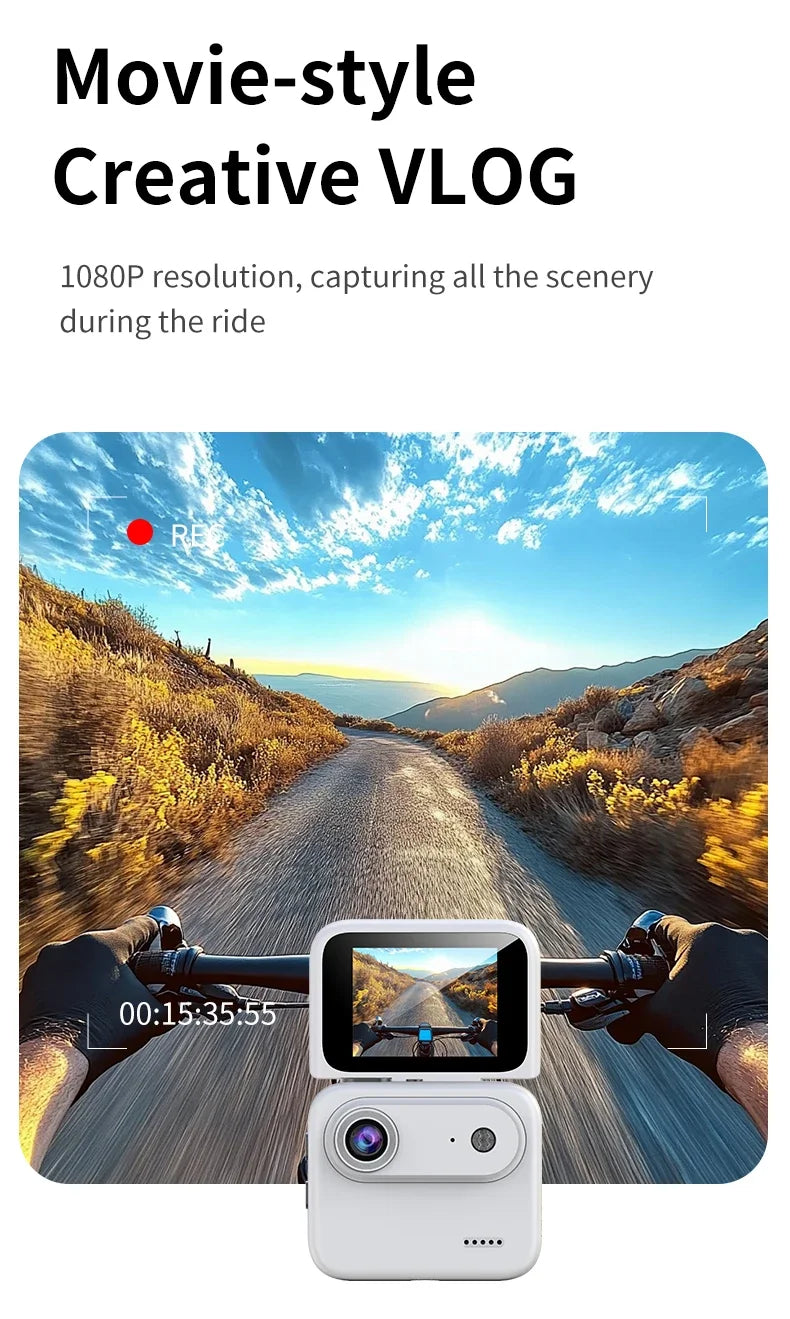 4K Mini Vlog Action Camera with Flip Screen & Wide Angle