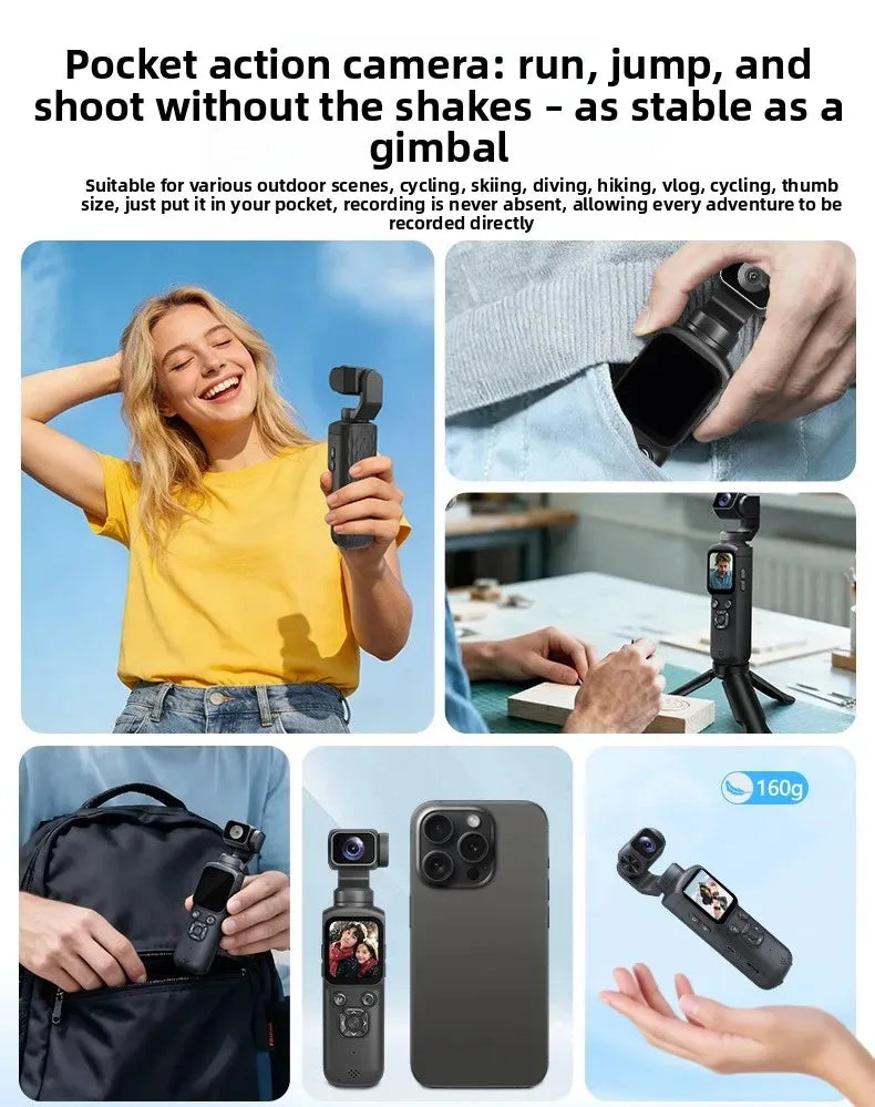 4K Handheld Vlog Camera with 330° Face Tracking