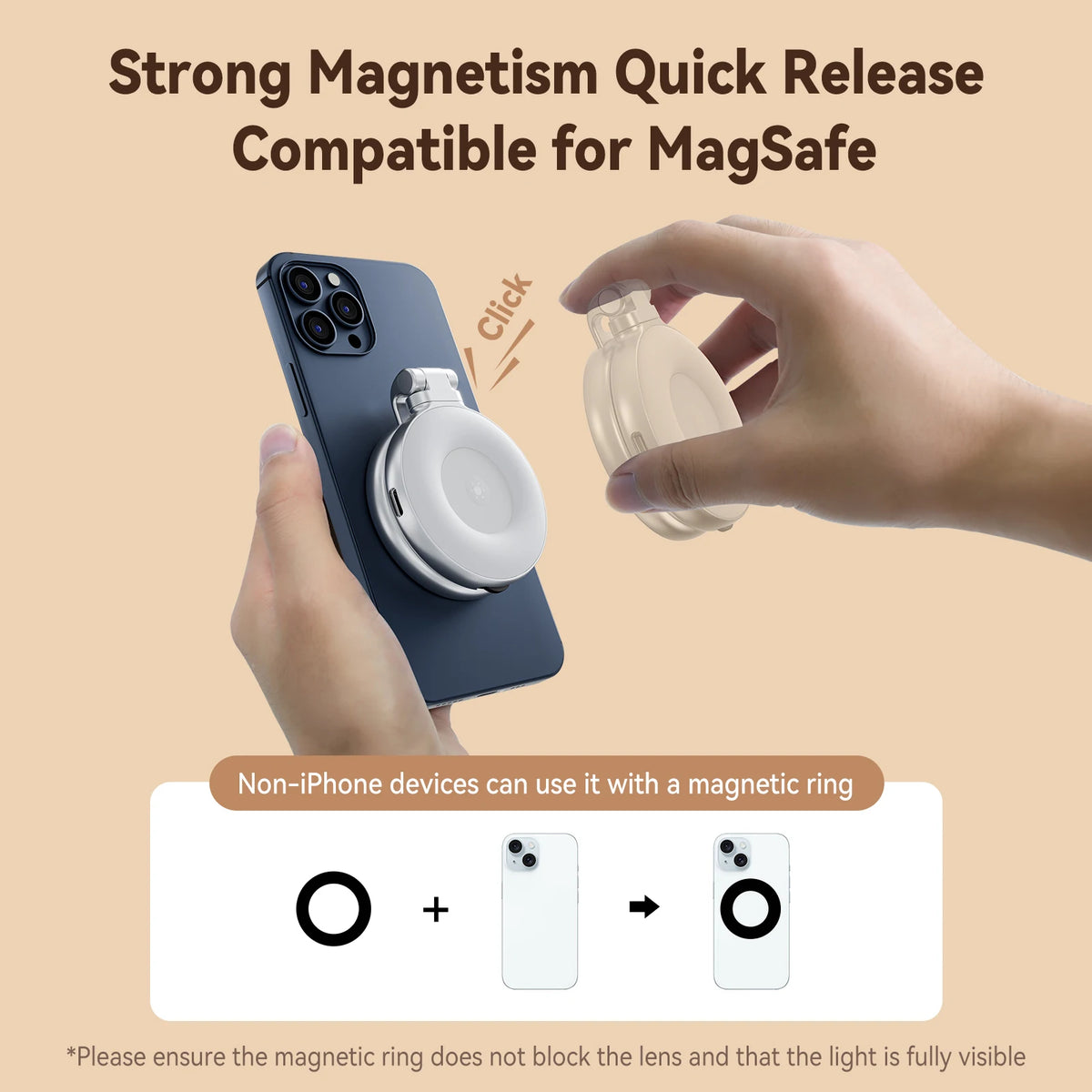 TELESIN Magnetic Mini Selfie Fill Light for Smartphones