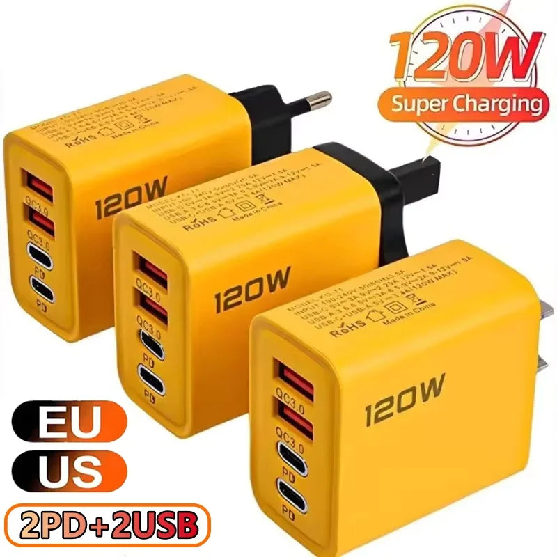 120W 4-Port USB-C Fast Charging Wall Charger