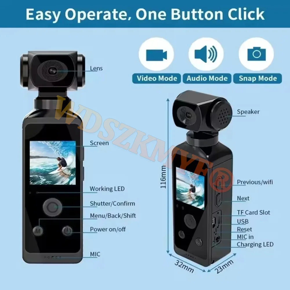 4K Handheld Vlog Camera with 330° Face Tracking