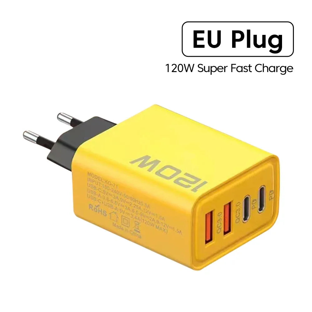 120W 4-Port USB-C Fast Charging Wall Charger
