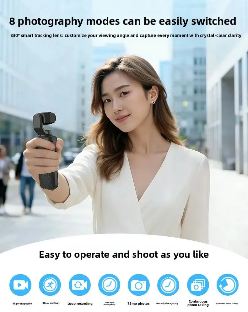 4K Handheld Vlog Camera with 330° Face Tracking