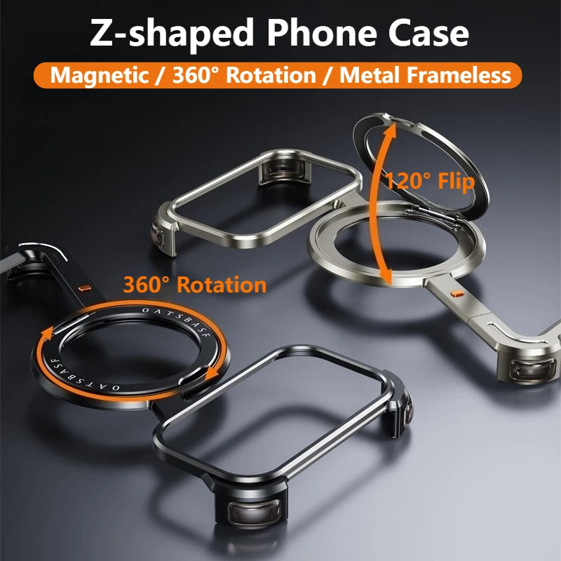 360° Rotatable Metal MagSafe Case with Stand for iPhone 17